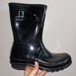 Pair of Hunter Original Short Gloss Boots Black